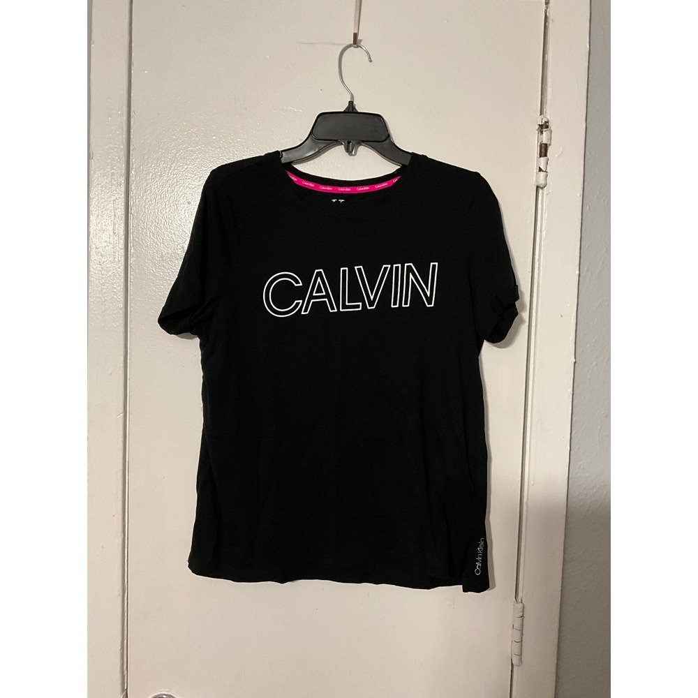 Calvin Klein Womens Black Logo Graphic Short Sleeve Tee Shirt‎ Size Large L